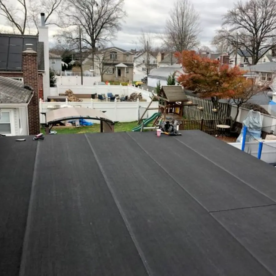 Completed flat roof membrane installation
